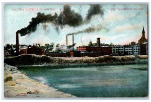 1910 Factory District Winter Factory Building Port Washington Wisconsin Postcard 