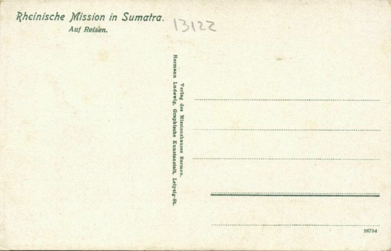 indonesia SUMATRA Traveling 1910s Mission Postcard