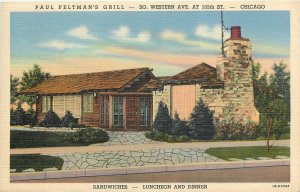 Postcard 1940s Illinois Chicago Paul Feltman's Grill restaurant Teich IL24-4005