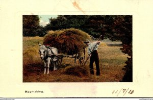 Farming Scene Haymaking Wagon Load Of Hay 1910