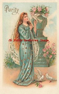 6 Postcard Set, ASB No 178, Theological Virtues, Charity Hope Purity Patience