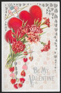 Be My Valentine Hearts & Flowers Unused c1910s