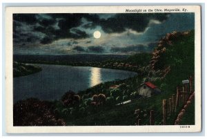 1948 Moonlight On The Ohio Moonlight Scene Maysville Kentucky KY Posted Postcard