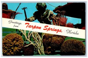 1974 Diver Corals Greetings from Tarpon Springs Florida FL Vintage Postcard