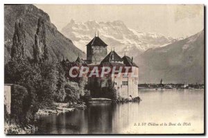 Old Postcard Chillon and Dent du Midi