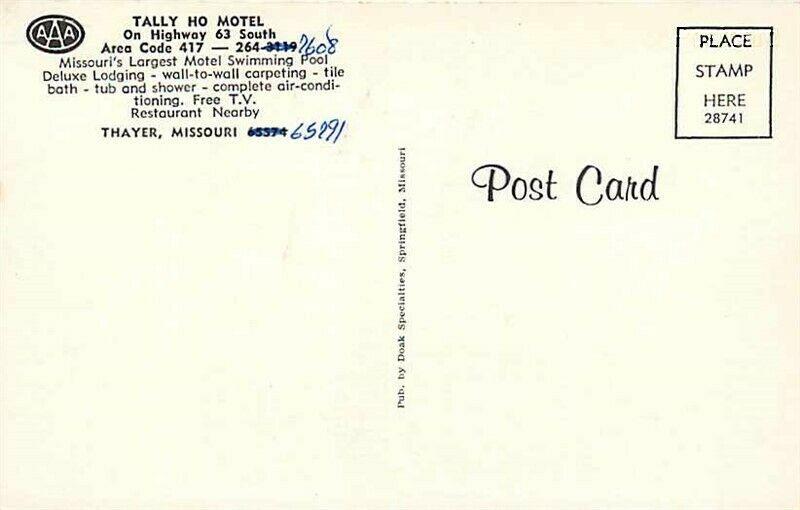 MO, Thayer, Missouri, Tally Ho Motel, HWY 63, Doak Specialties, No. 28741