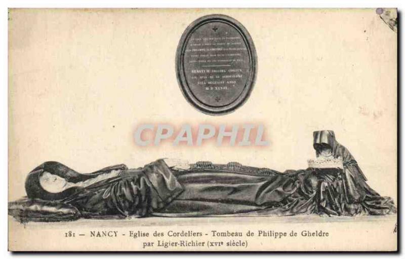 Old Postcard Nancy Church of the Cordeliers Tomb of Philippe Gheldre by Richier