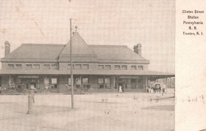 Vintage Postcard 1907 Clinton Street Station Pennsylvania R.R.Trenton New Jersey