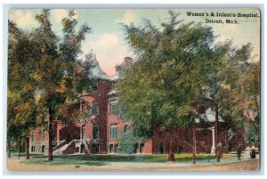 c1910's Women's And Infants Hospital Exterior Detroit MI Unposted Trees Postcard 