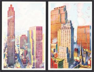 Rockefeller Center NYC by Van Der Hope Lot of 2 Postcards 1930s-1940s