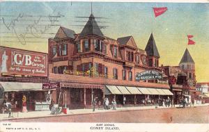 Coney Island New York Surf Avenue Albemarle Hotel Antique Postcard K94678