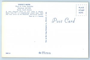 Murdo South Dakota Postcard Chuck's Motel Virley Gunsalus c1960 Vintage Antique