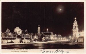 J78/ Kansas City Missouri RPPC Postcard c1930s Christmas Lights Night 216