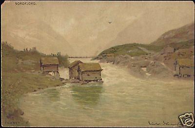 norway norge, NORDFJORD, artist signed (1910s)