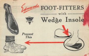 USA #614 STAMP SHOES EDMONDS FOOT FITTERS MARSHALL MISSOURI AD POSTCARD 1924