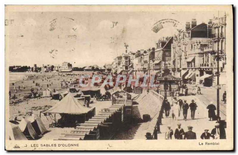 Old Postcard The D & # 39Olonne Sables The Embankment