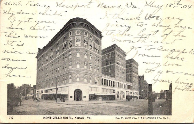 Virginia Norfolk The Monitcello Hotel 1904