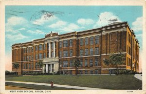 Akron Ohio 1936 Postcard West High School Relief Department Cancel