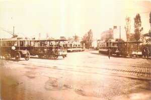 Postcard Transport history Romania Bucharest cap de linie lemaitre tramvai