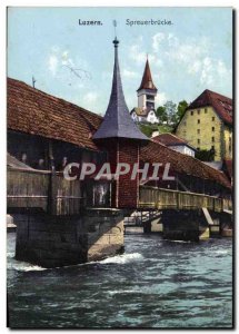 Old Postcard Luzern Switzerland Spreuerbrücke