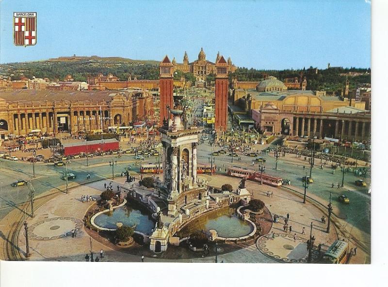 Postal 028730 : Plaza Espa? - Palacio Nacional, Barcelona