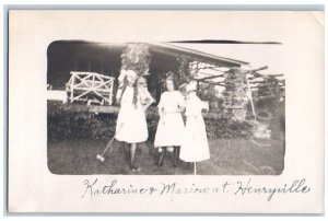 c1910's Croquet Craftsman House Henryville Pennsylvania PA RPPC Photo Postcard