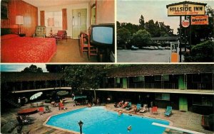 Hillside Inn roadside Swimming Pool TV Santa Rosa California Postcard 6054