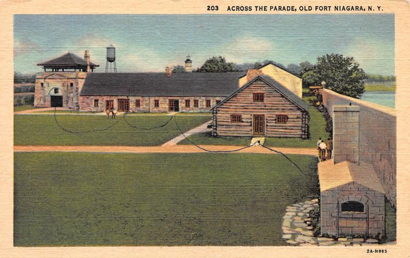 Across the Parade, Old Fort Niagara, New York, Early Postcard, Unused