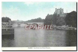 Old Postcard Paris Seine at Pont Royal