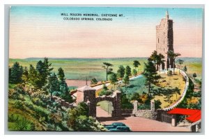 Vintage 1940's Postcard Will Rogers Memorial Cheyenne Mountain Colorado Springs