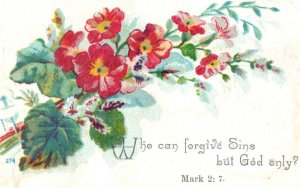 1870s-80s Lovely Bible Quote Mark 2:7 But God Only Victorian Religious Card F110