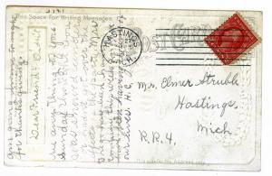 Hastings, Michigan local use Embossed 1912 Thanksgiving Postcard