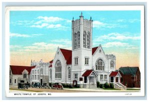 c1930's White Temple Building Cars St. Joseph Missouri MO Vintage Postcard