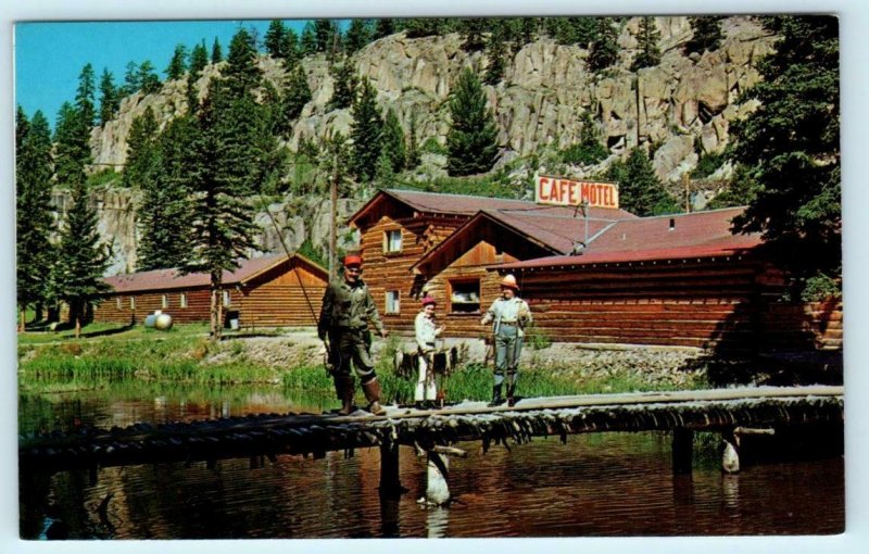 SOUTH FORK, Colorado CO ~ Fishing FUN VALLEY MOTEL CAFE c1960s-70s Postcard