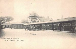 RAILROAD STATION TRAIN DEPOT LYNN MASSACHUSETTS POSTCARD (c. 1905)