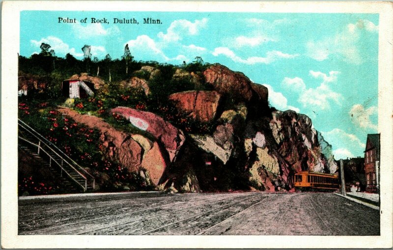 Duluth Mn Minnesota Point Von Rock W Trolly Eisenbahn 1920s Unp Postkarte