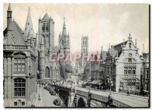 Postcard Modern Ghent Saint Nicolas Church Belfry and Church Bavo