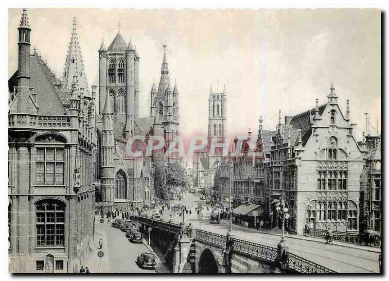 Postcard Modern Ghent Saint Nicolas Church Belfry and Church Bavo