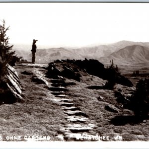 c1930s Wenatchee, WA Ohme Gardens RPPC Real Photo Ancient Staircase Postcard A97