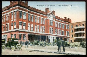 h3283 - TROIS RIVIERES Quebec Postcard 1920s Market Place Old Cars