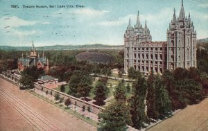 Vintage Postcard 1915 Temple Square Point Of Attraction Salt Lake City Utah UT