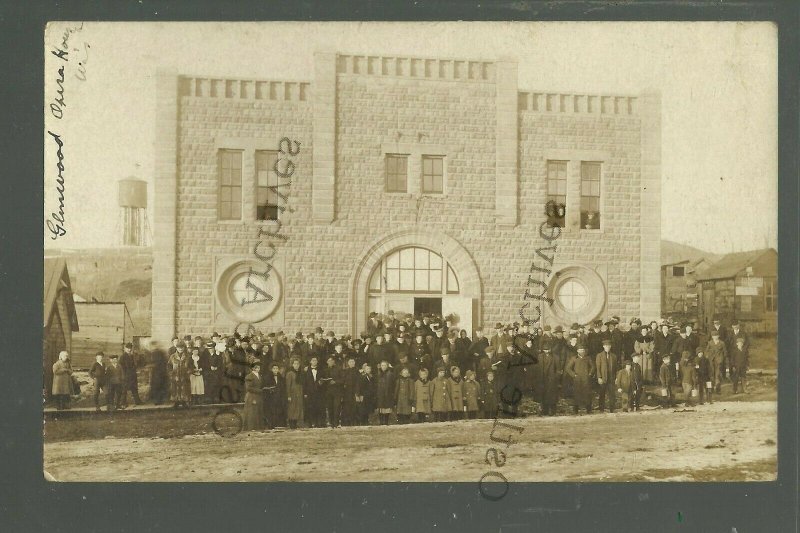 Glenwood City WISCONSIN RP c1910 NEW OPERA HOUSE Opening CROWD nr Boyceville