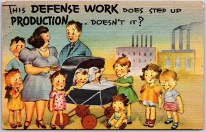 1943 Family 9 Children This Defense Work Does the Production Posted Postcard