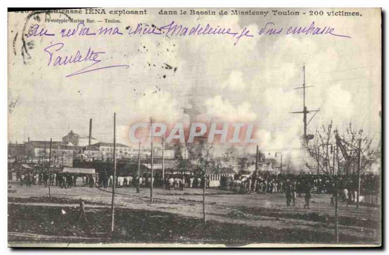 Old Postcard The Jena armor exploding in the Toulon basin Missiessy