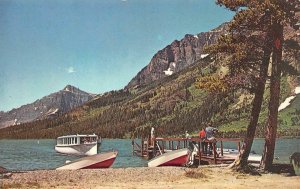 MT, Montana BOAT LAUNCH & DOCK~TWO MEDICINE LAKE Mt Sinopah *2* Chrome Postcards