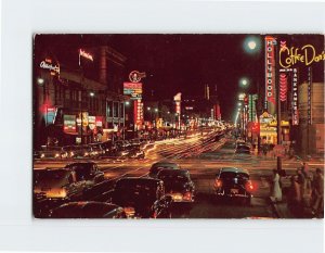 Postcard Hollywood Boulevard At Night, Hollywood, Los Angeles, California