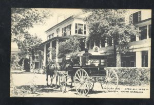 CAMDEN SOUTH CAROLINA COURT INN HORSE DRAWN WAGON ADVERTISING POSTCARD