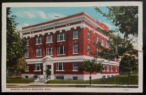 Vintage Postcard 1952 Masonic Temple, Manistee, Michigan (MI)