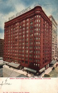 Vintage Postcard 1909 Great Northern Hotel & Building Landmark Chicago Illinois