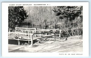 RPPC SAUDERSTOWN, Rhode Island RI ~ Birthplace GILBERT STUART c1950s  Postcard